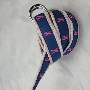FOUR PREPPY PAWS Breast Cancer‎ Awareness Pink Ribbon Canvas Embroidered Belt